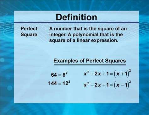 Video Definition 25 Rationals And Radicals Perfect Square Media4math