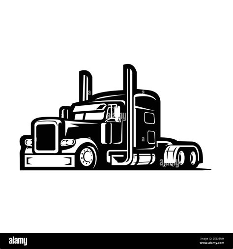 Monochrome Semi Truck Wheeler Side View Illustration Semi Truck