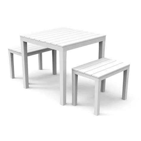 Dmora Set D Ext Rieur Avec Table Carr E Bancs Made In Italy