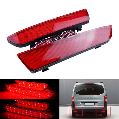 Angrong Red Led Rear Bumper Reflector Brake Stop Light V For Mercedes