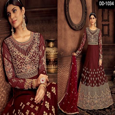 Ethnic 4 Color New Latest Designer Trendy Gown Embroidery Design Semi