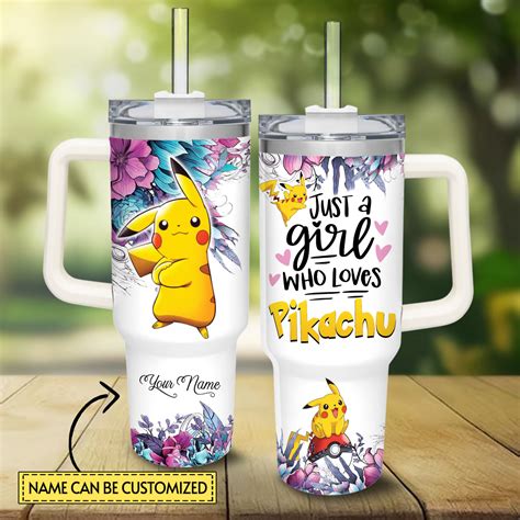 Pikachu Pokemon Cartoon Custom Stanley Quencher Oz Stainless Steel