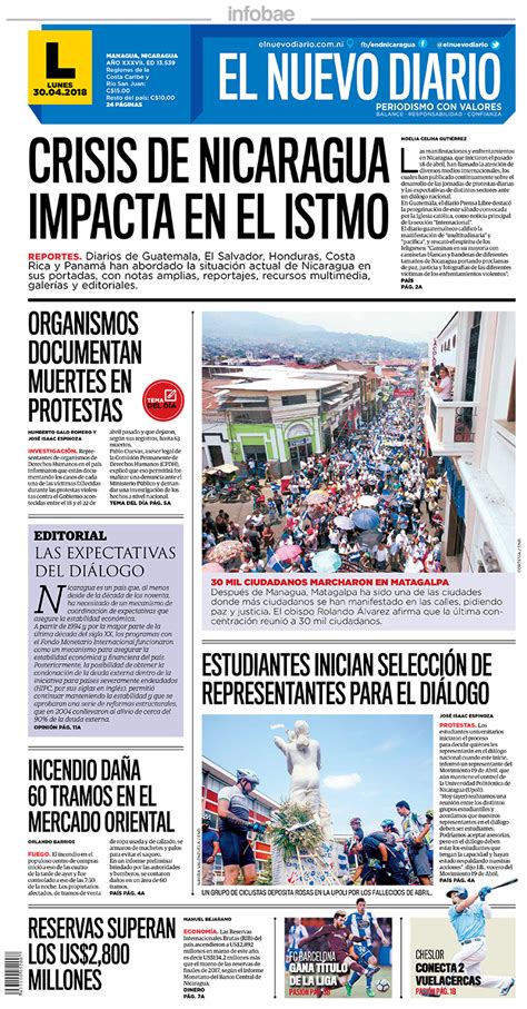 El Nuevo Diario Nicaragua Lunes 30 De Abril De 2018 Infobae