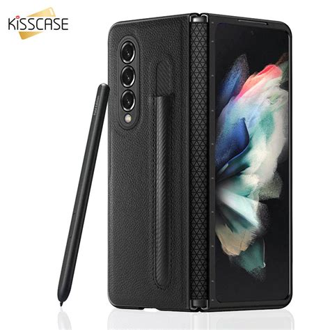 Ốp Lưng Kisscase Lychee Khe Cắm Bút Cho Samsung Galaxy Z Fold 4 3 5g Ốp