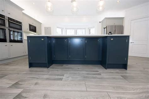 Laura Ashley Luxury Grey Harbury Kitchen With Hague Blue Island