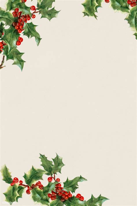 Festive Holly Leaves Frame Illustration