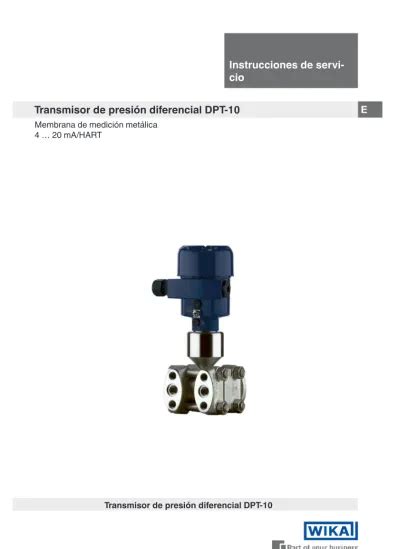 Instrucciones de servicio Transmisor de presión diferencial DPT 10