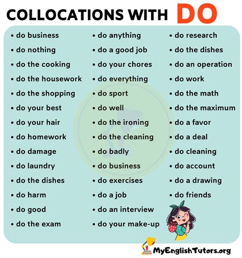 List Of Important Collocations With Do In English My English