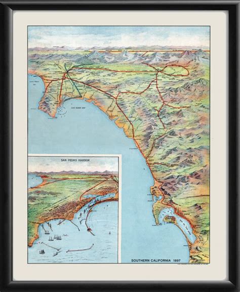 Southern California Map Vintage City Maps Restored City Maps