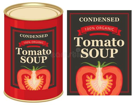 Illustration Of A Tin Can With Label Tomato Soup Stock Vector Illustration Of Preserve Eating