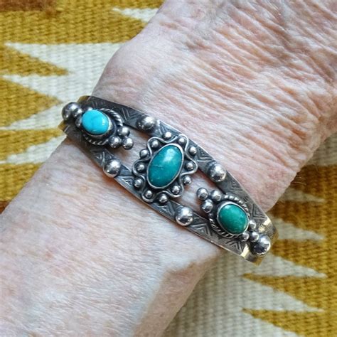 Navajo Fred Harvey Era Turquoise Cuff Bracelet Sta Gem