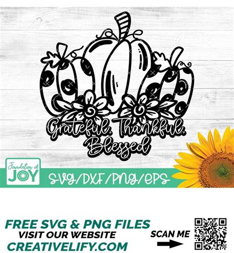 Grateful Thankful Blessed Svg Fall Svg Hand Drawn Pumpki Inspire