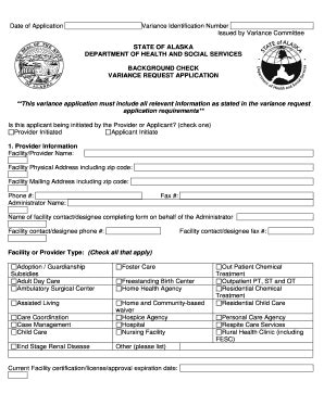 Variance Request Application For Background Check Alaska Dhss