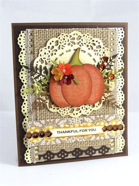 Pumpkin Handmade Card Shabby Chic Card Handmade Card Thanksgiving