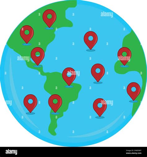 Vector Illustration Of Planet Earth With Gps Symbols Global