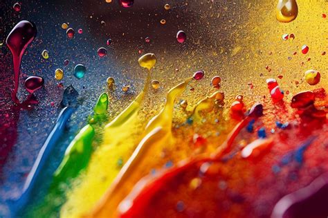 Pinturas multicolores coloridas están cubiertas con gotas de pintura