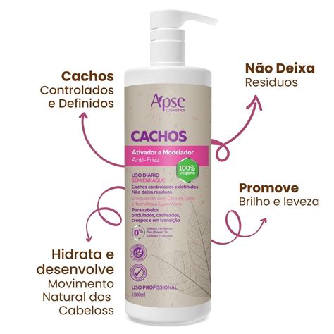 Ativador E Modelador De Cachos Vegano Anti Frizz Apse 1000ml 3 Itens