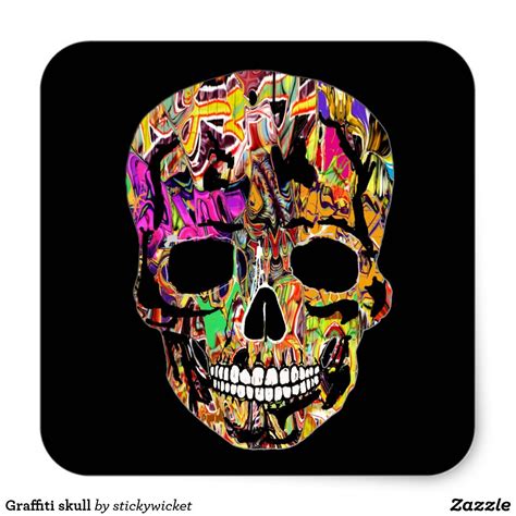 Graffiti Skull Square Sticker 50 Off With Code Salefiftyoff Poster