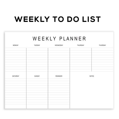 Printable Weekly Planner To Do List To Plan Your Weekly Agenda