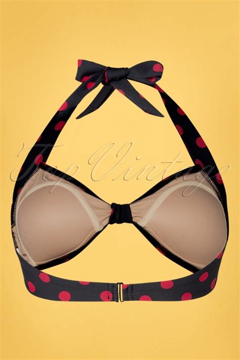 Esther Williams S Classic Polkadot Bikini Top In Black And Red Shop