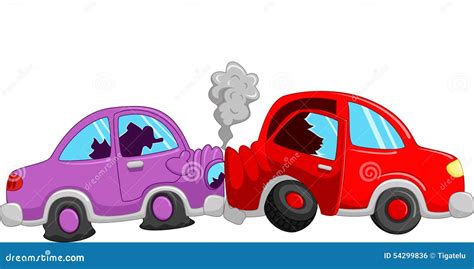 Cartoon Car Accident Comic Minicar And Broken Vehicle After Automobile Accident With Pedestrian ...