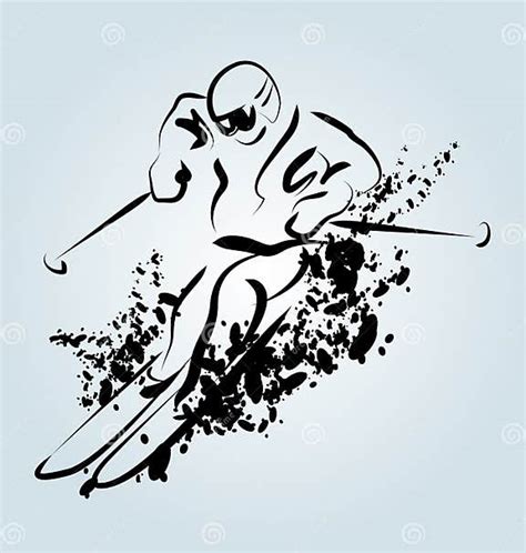 Vector Line Sketch Skier Stock Vector Illustration Of Athlete 80289090