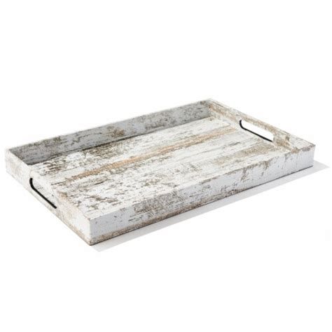 Birch Wood Finished Set Of Rectangular Serveware Trays Handles