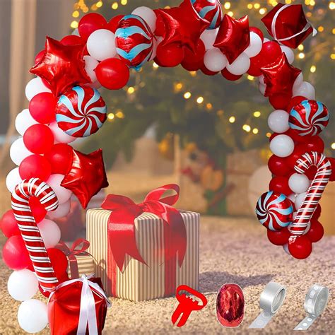 Pcs Navidad Globo Guirnalda Arco Kit De Navidad Rojo Blanco Etsy