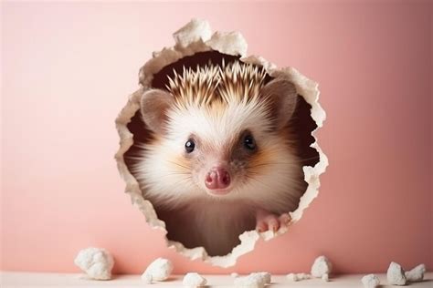 Premium Ai Image Hedgehog In Surprise Through A Hole In The Paper On