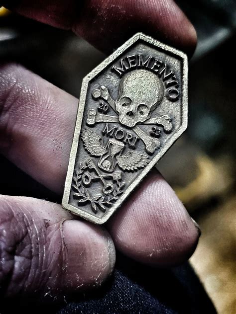 Metal Memento Mori Metal Patch Brass Bronze Copper Or Silver Skull