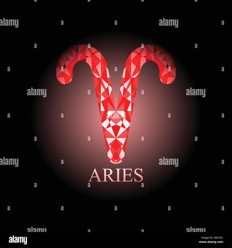 Red Polygonal Aries Zodiac Icon Sign Symbol Vector Illustration On