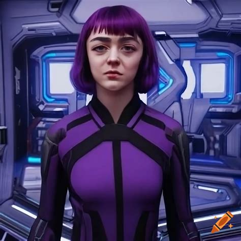 Selfie Of Maisie Williams As Purple Haired Sci Fi Girl On Craiyon