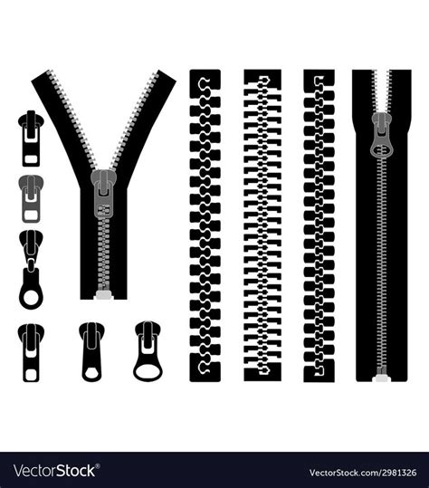 Set Of Different Zipper Black Symbols Vector Download A Free Preview