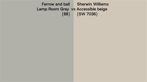 Farrow And Ball Lamp Room Gray 88 Vs Sherwin Williams Accessible Beige Sw 7036 Side By Side