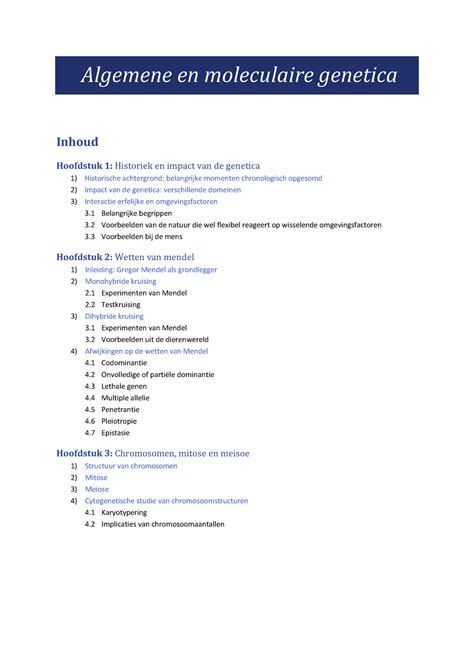 Algemene En Moleculaire Genetica Algemene En Moleculaire