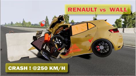 Renault Megane Crashes To The Wall Km H Realistic Crash Test