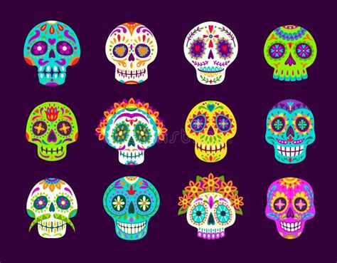 Mexican Calavera Sugar Skulls Dia De Muertos Day Stock Vector