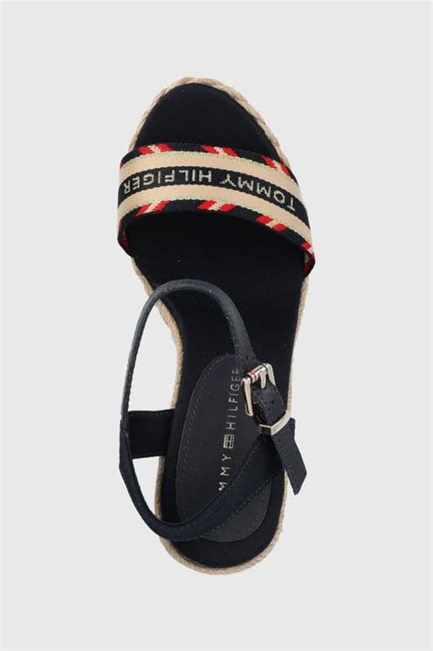 Sandály Tommy Hilfiger dámské, tmavomodrá barva, na klínku | ANSWEAR.cz