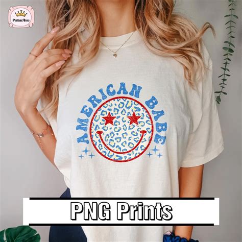 American Babe Png Th Of July Png Sublimation Design Happy Face American Babe Png