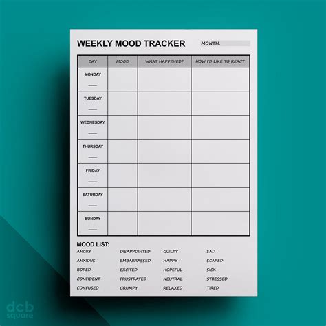 Weekly Mood Tracker Printable