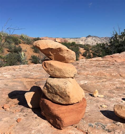 Rock Cairn Southwestern Art Gone Hiking Trail Marker Red Etsy