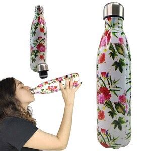 Garrafa Termica Estampada Flores Ml Squeeze Inox Floral Agua Cha