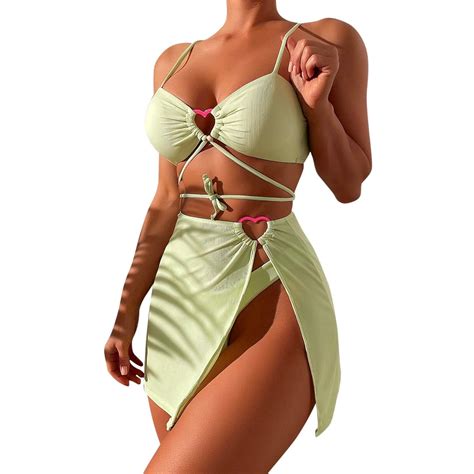 Vbarhmqrt Swimwear For Women Two Piece Piece Solid Bikini Set