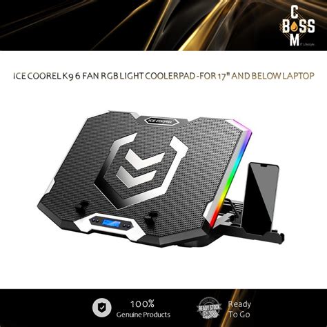 READY STOCK ICE COOREL K9 6 FAN RGB LIGHT COOLERPAD FOR 17 AND