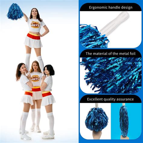 18 Pack Blue Pom Poms Cheerleading with Plastic Handles, for ...