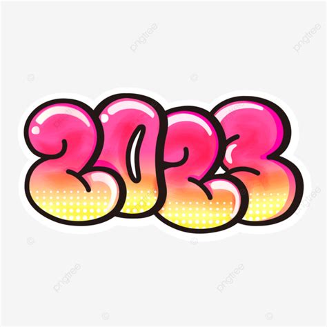 New Year 2023 Vector PNG Images 2023 New Year Bubble Text Graffiti