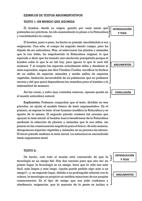 Ejemplos De Textos Argumentativos Ejemplos De Textos Argumentativos