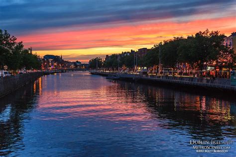 Sunset Reflections In The River Liffey Metroscenes Dublin Ireland