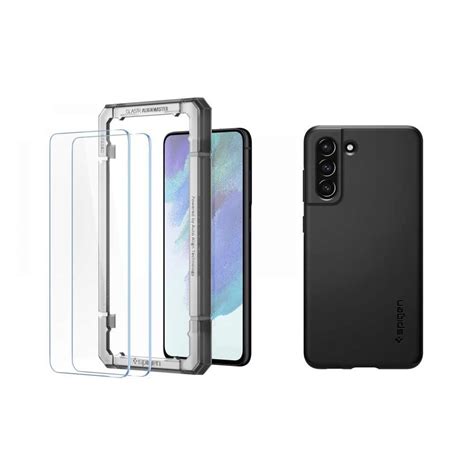 Set Husa Spigen Thin Fit Si 2 X Protectie Ecran Spigen AlignMaster Glas