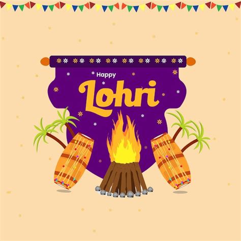 Premium Vector Happy Lohri Holiday Background For Punjabi Festival